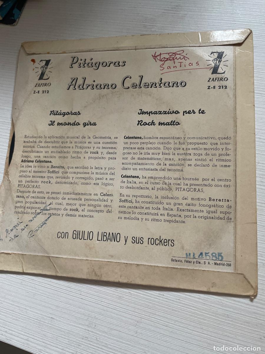 Discos de vinilo: Pitagoras Adriano celentano single - Foto 2