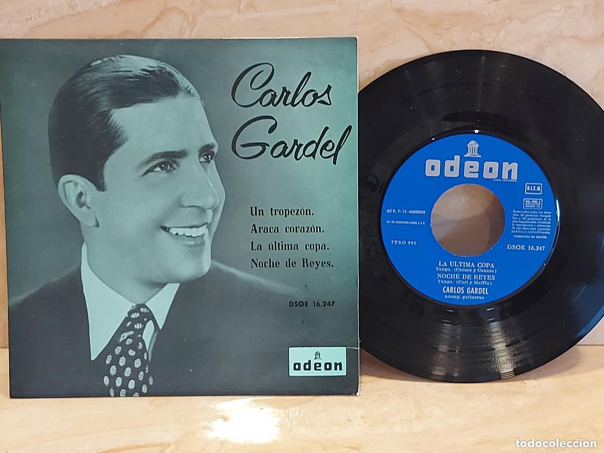 Discos de vinilo: CARLOS GARDEL | UN TROPEZ&Oacute;N | ARACA CORAZ&Oacute;N | EP ODEON 1958 | DE LUJO. ****
