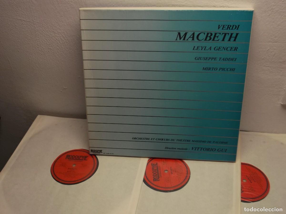 Discos de vinilo: VERDI MACBETH - LEYLA GENCER GIUSEPPE TADDEI BOX LIBRETO + 3 LP