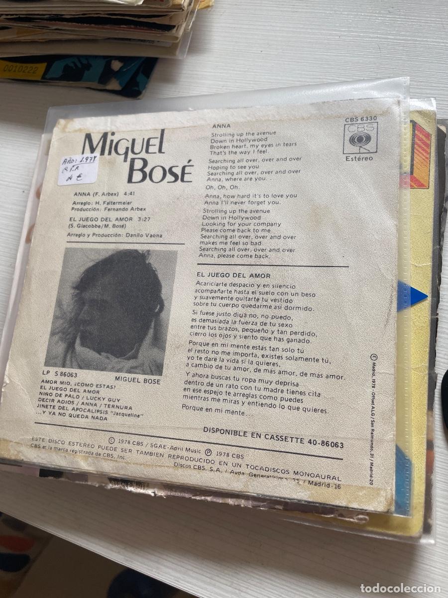 Discos de vinilo: Miguel Bos&eacute; anna single - Foto 2