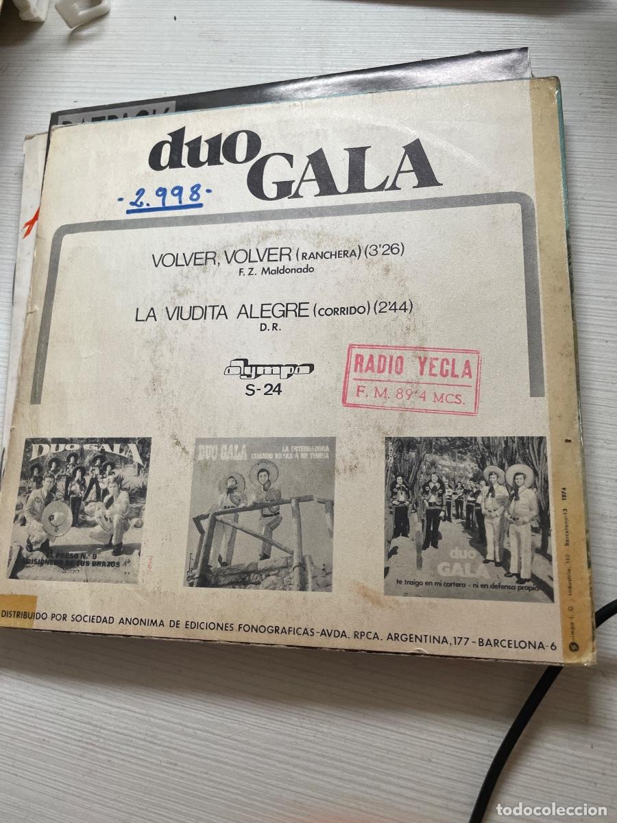Discos de vinilo: D&uacute;o gala volver volver single - Foto 2