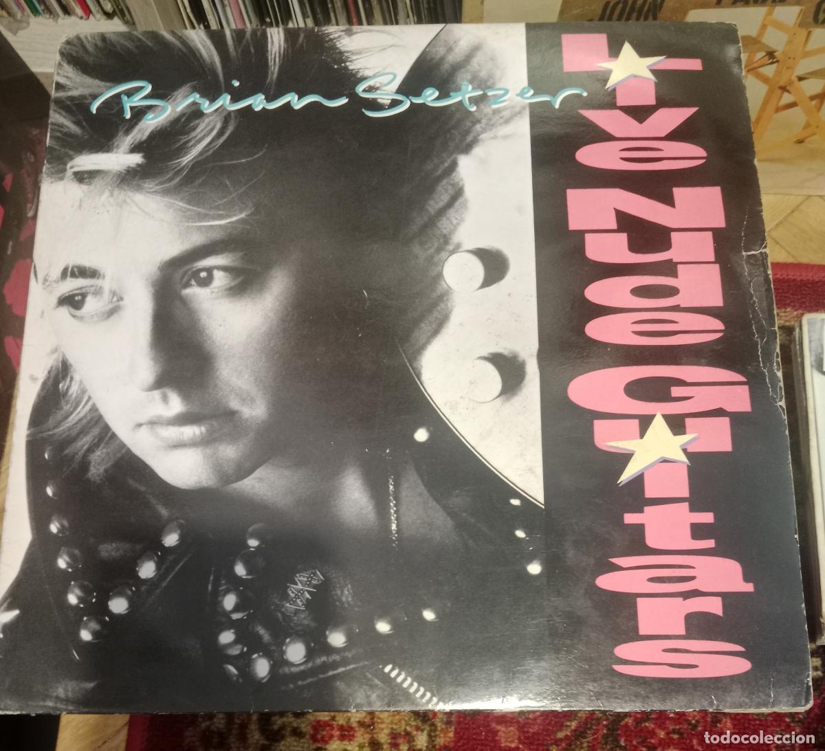 Discos de vinilo: Brian Setzer &ndash; Live Nude Guitars Lp UK 1988