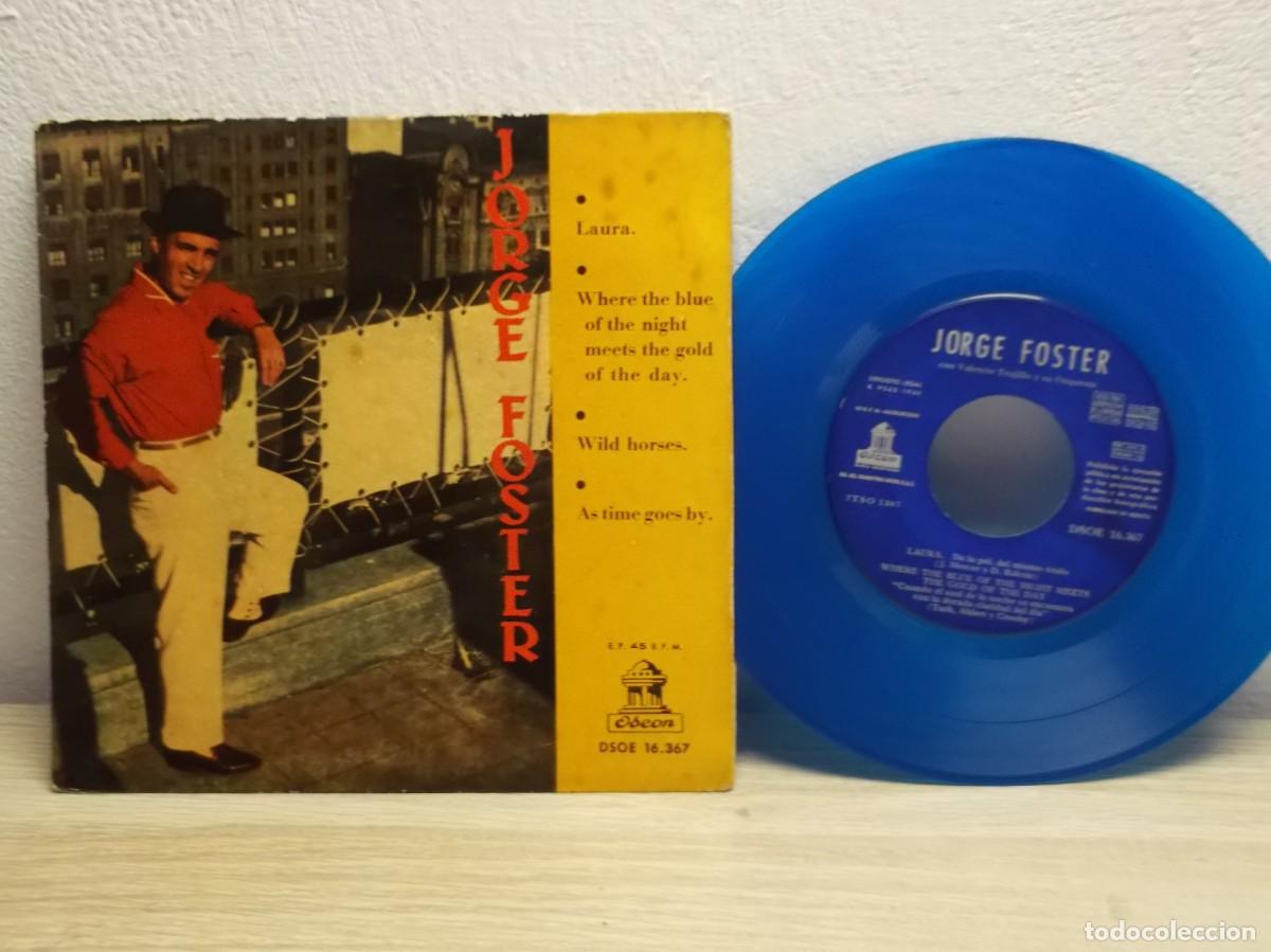 Discos de vinilo: JORGE FOSTER CON VALENTINO TRUJILLO Y SU ORQUESTA LAURA -SINGLE 45 RPM COLOR AZUL
