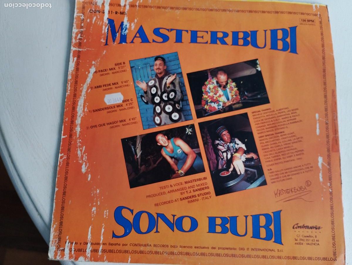 Discos de vinilo: Masterbubi &ndash; Sono Bubi (Subelo Remix), 1992,Electronic Techno - Foto 3