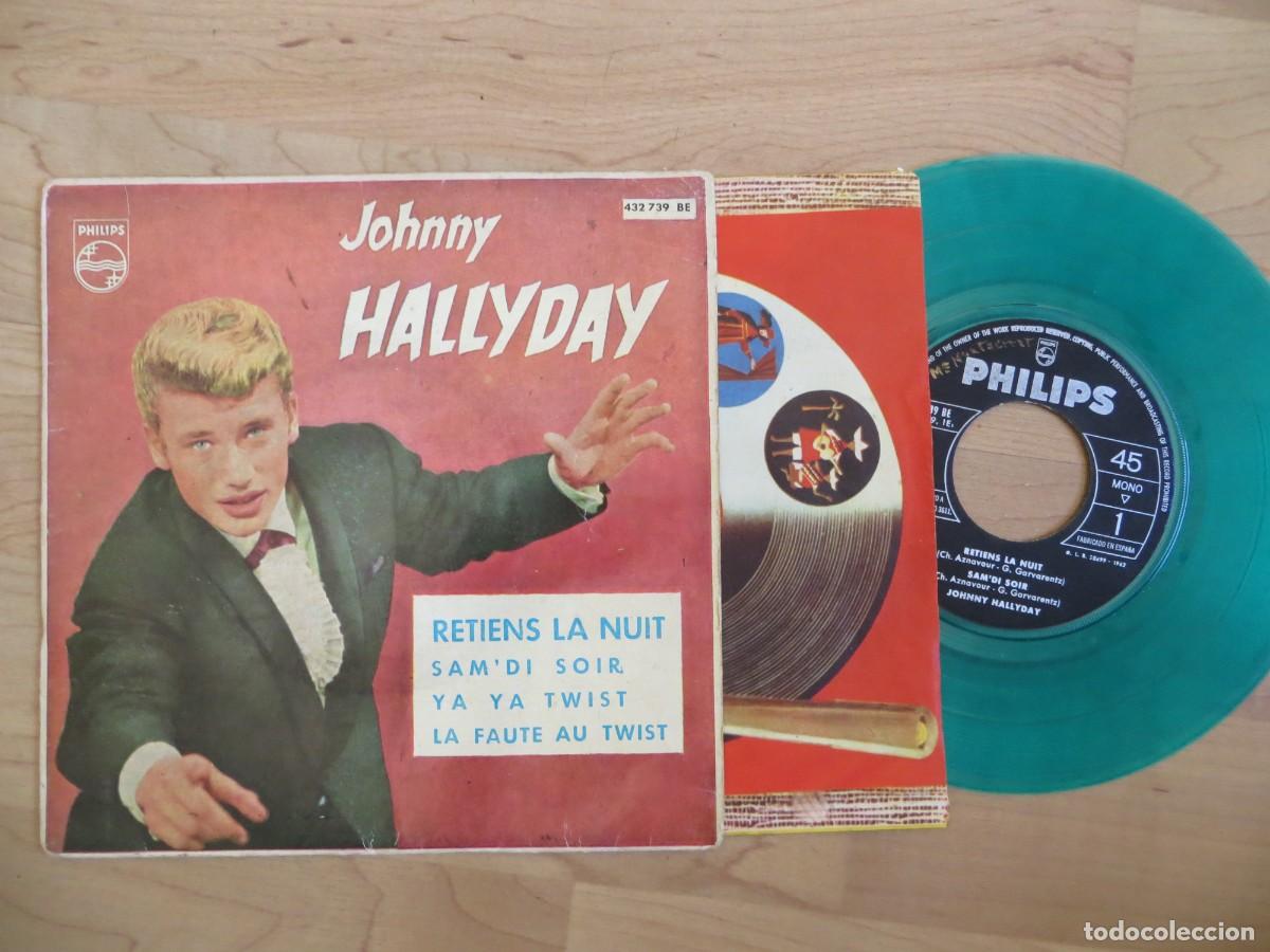 Disques de vinyle: Johnny Hallyday - Retiens La Nuit (7&rdquo;, EP, Mono) VINILO VERDE