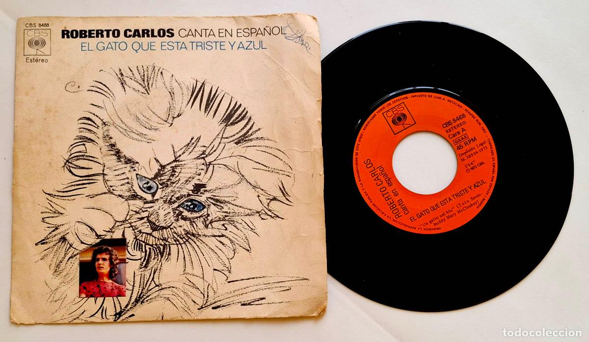 Discos de vinilo: Roberto Carlos, titulado Canta en espa&ntilde;ol: El gato que est&aacute; triste y azul