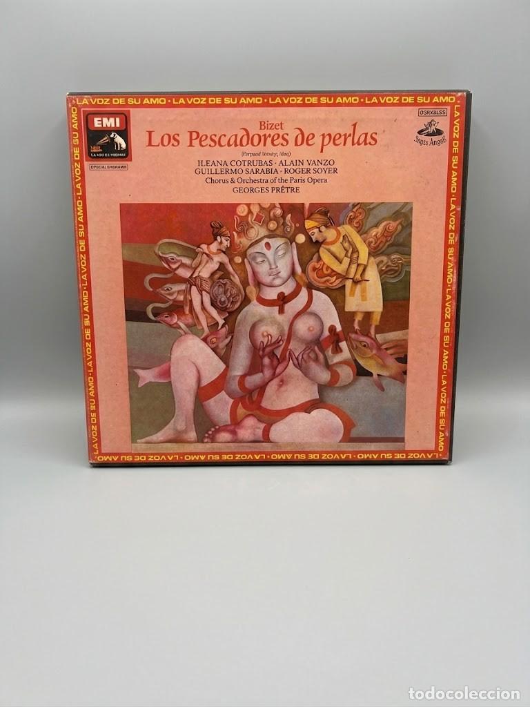 Discos de vinilo: Caja 2 LP Bizet - Los Pescadores de Perlas - Pr&ecirc;tre, Cotrubas - EMI La Voz de Su Amo Cuadraf&oacute;nico +