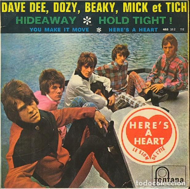 Discos de vinilo: Dave Dee, Dozy, Beaky Mick & Tich &ndash; Hideaway; Hold tight; Here&rsquo;s a heart + 1 &ndash; FONTANA 465 312&ndash;1966