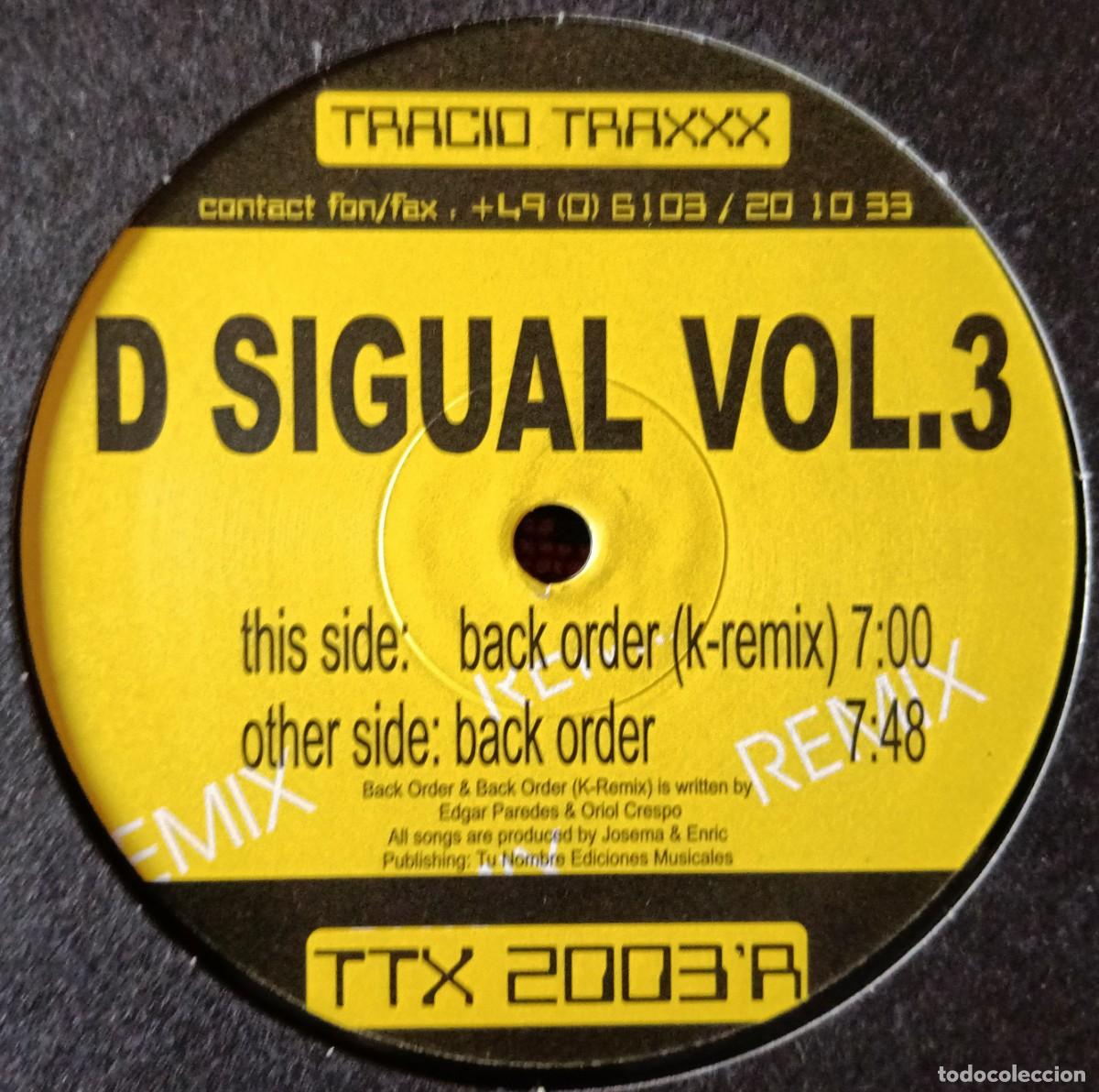 Discos de vinilo: D SIGUAL ** Vol. 3: Back Order ** MAXI SINGLE VINILO 1998 - Foto 2