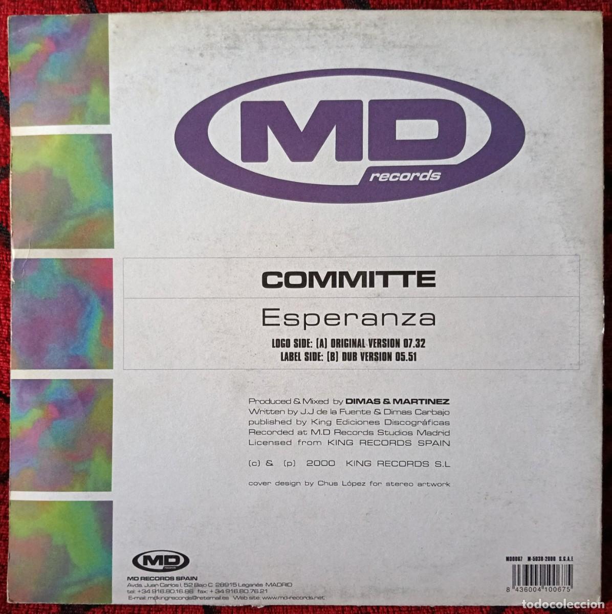 Discos de vinilo: COMMITTE ** Esperanza ** MAXI SINGLE VINILO 2000 - Foto 2