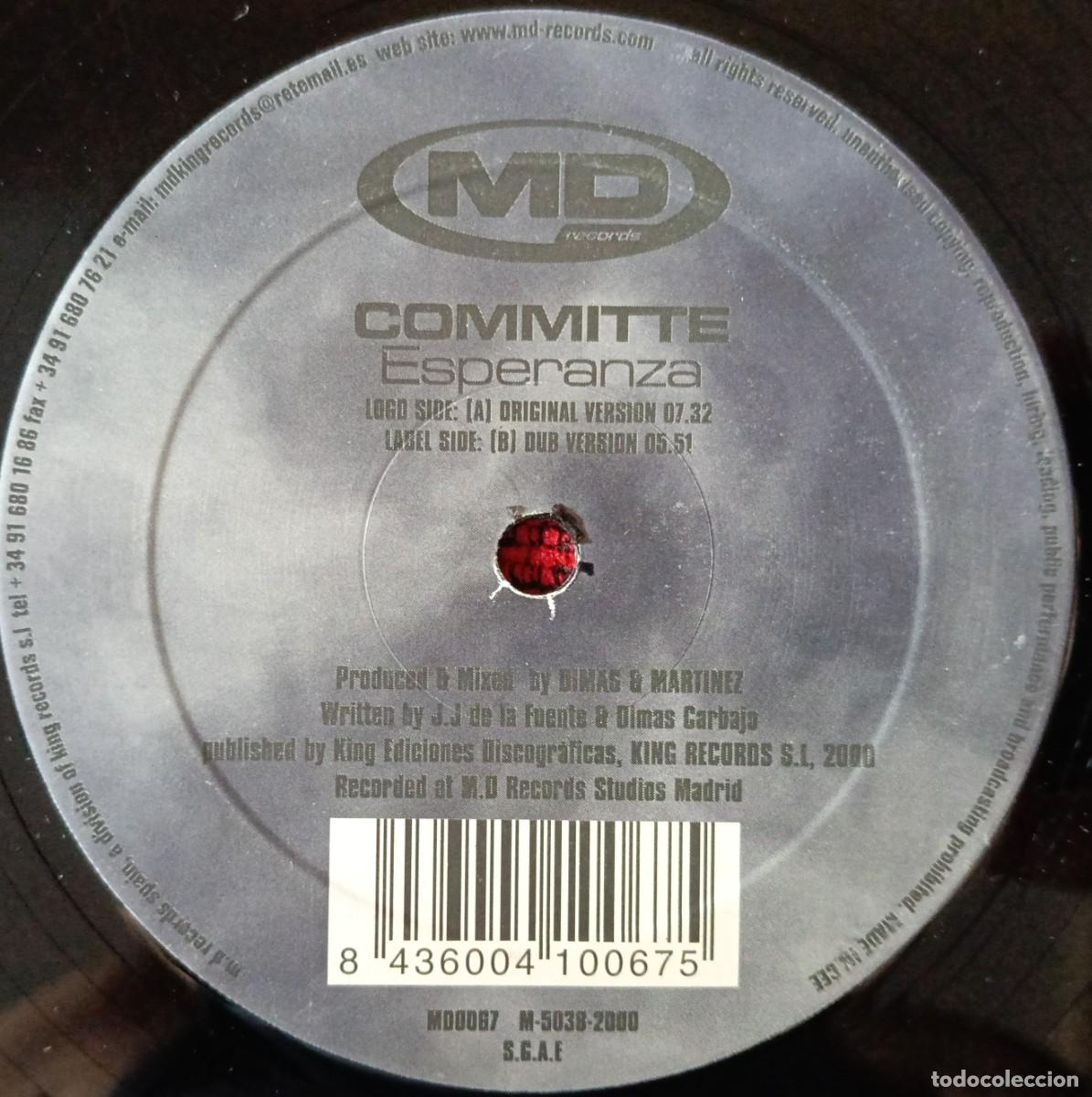 Discos de vinilo: COMMITTE ** Esperanza ** MAXI SINGLE VINILO 2000 - Foto 3