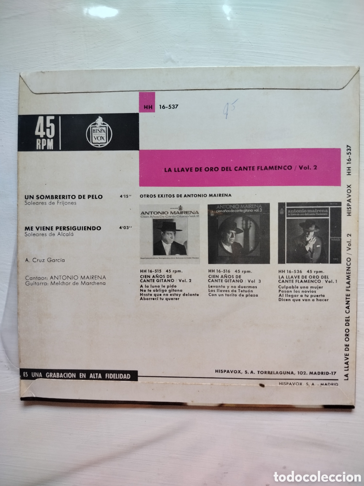 Discos de vinilo: Antonio Mairena Single. - Foto 2