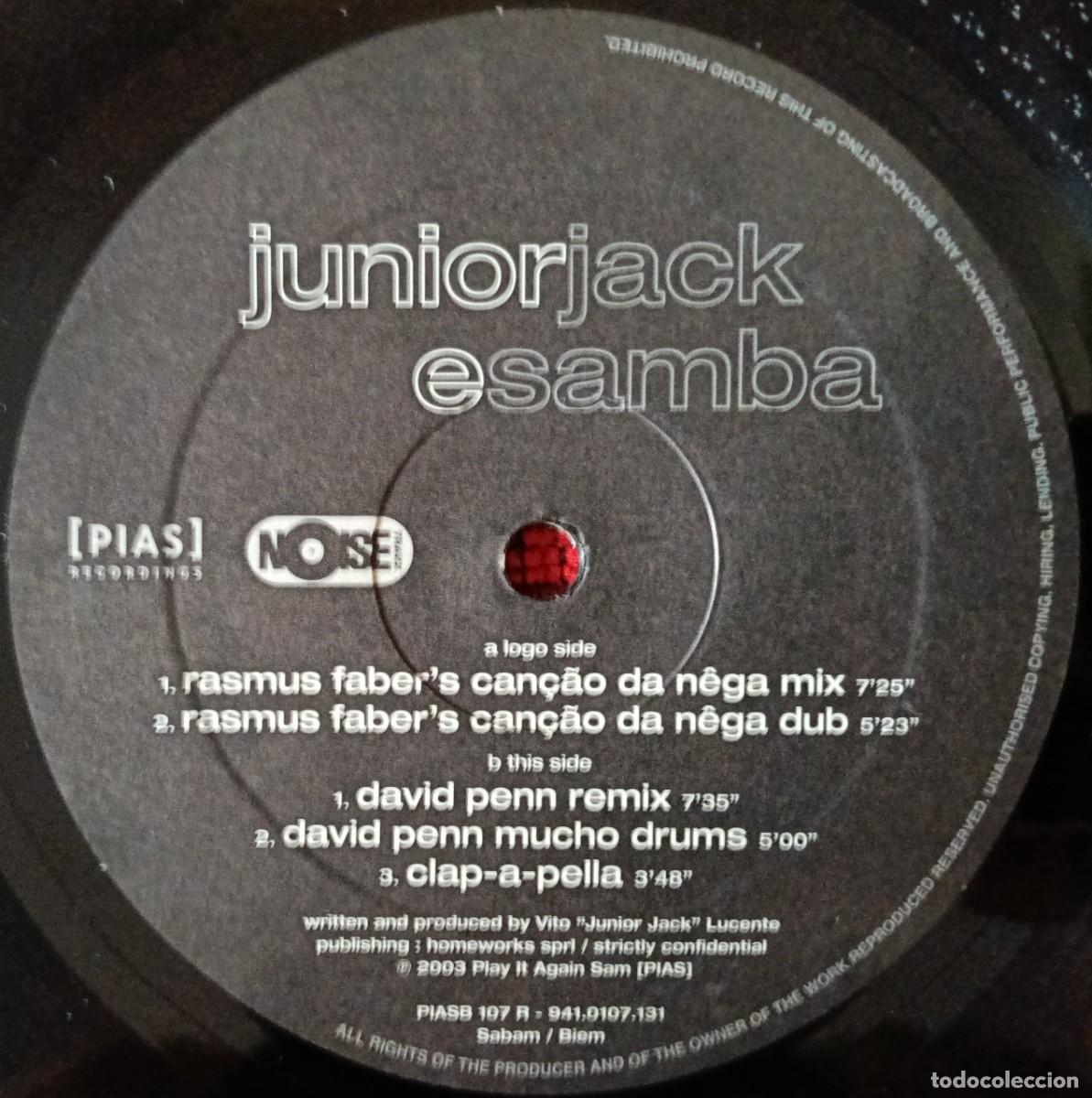 Discos de vinilo: JUNIOR JACK ** E Samba (Remixes) ** MAXI SINGLE VINILO BELGICA 2003 - Foto 3