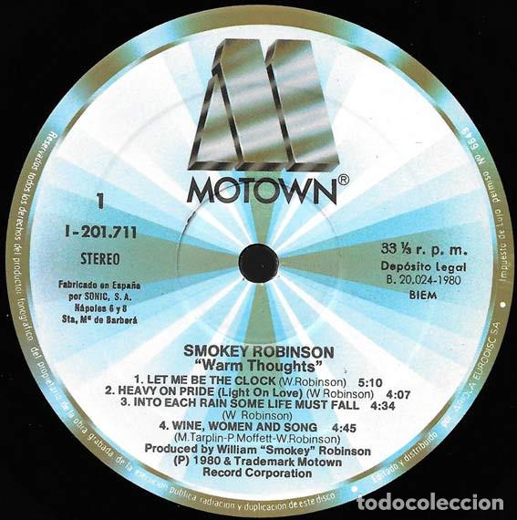 Discos de vinilo: Smokey Robinson, Warm Thoughts - LP - Foto 2