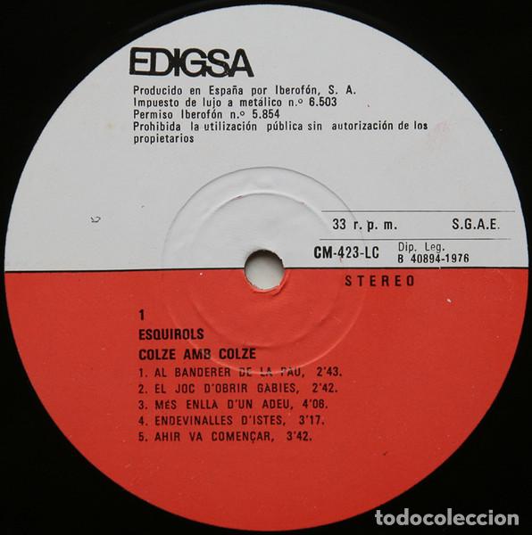 Discos de vinilo: Esquirols, Colze Amb Colze - LP - Foto 3