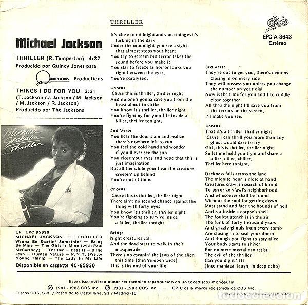Discos de vinilo: Michael Jackson, Thriller - 7 inch - Foto 2