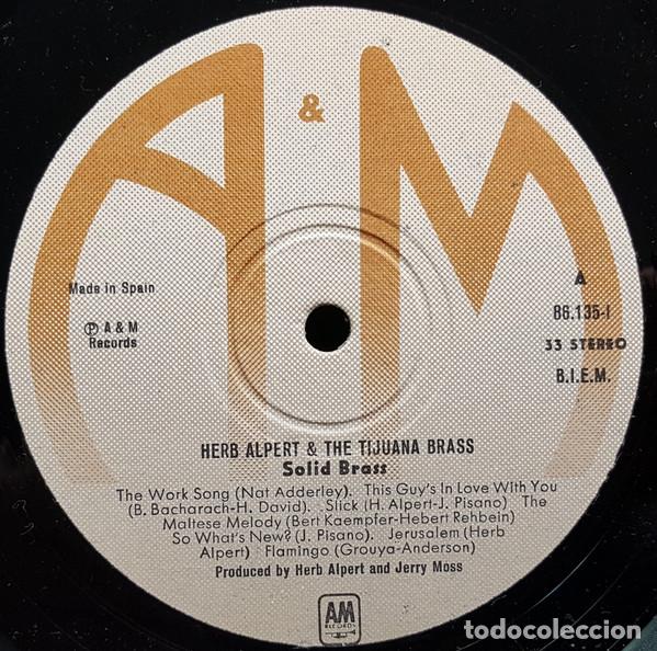 Discos de vinilo: Herb Alpert & The Tijuana Brass, Solid Brass (Greatest Hits) - LP - Foto 3
