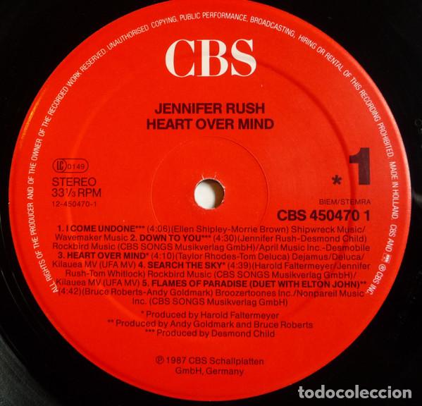 Discos de vinilo: Jennifer Rush, Heart Over Mind - LP - Foto 5