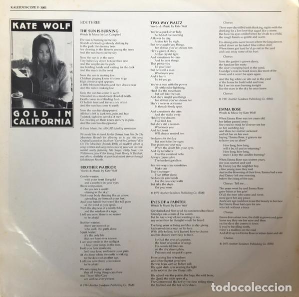 Discos de vinilo: Kate Wolf, Gold In California - LP - Foto 10