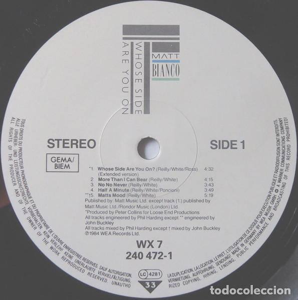 Discos de vinilo: Matt Bianco, Whose Side Are You On - LP - Foto 3