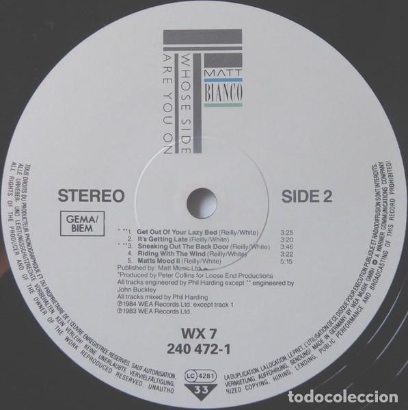 Discos de vinilo: Matt Bianco, Whose Side Are You On - LP - Foto 4