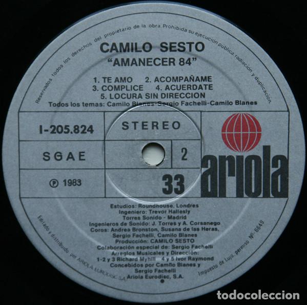 Discos de vinilo: Camilo Sesto, Amanecer/84 - LP - Foto 4