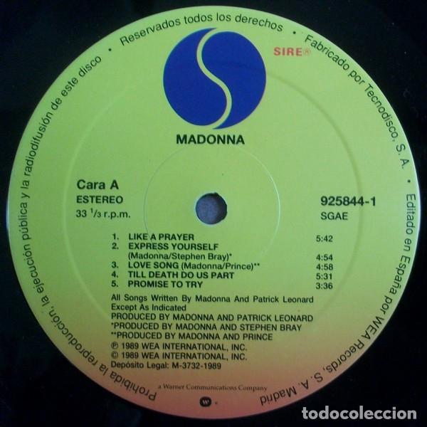 Discos de vinilo: Madonna, Like A Prayer - LP - Foto 3