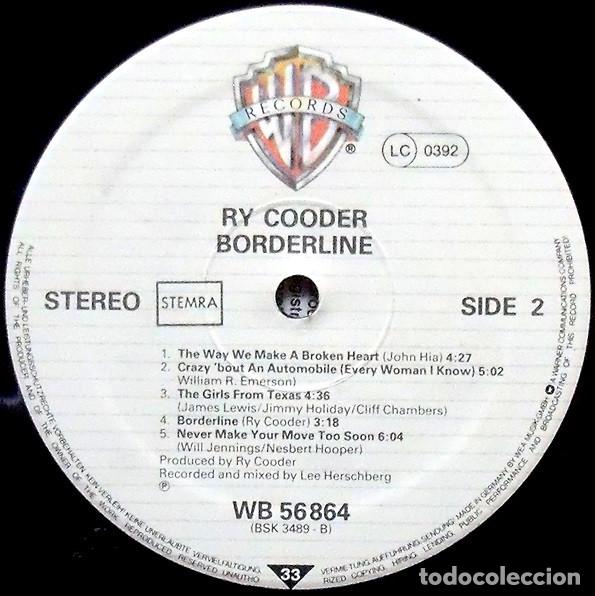 Discos de vinilo: Ry Cooder, Borderline - LP - Foto 4