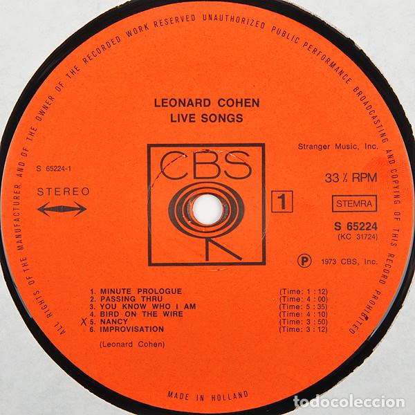 Discos de vinilo: Leonard Cohen, Live Songs - LP - Foto 3