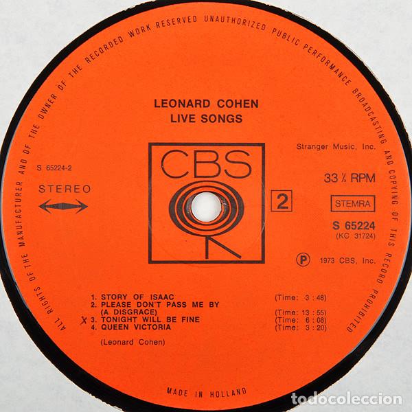 Discos de vinilo: Leonard Cohen, Live Songs - LP - Foto 4