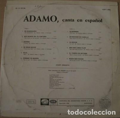 Discos de vinilo: Adamo, Canta En Espa&ntilde;ol - LP - Foto 2