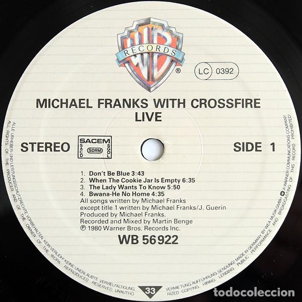 Discos de vinilo: Michael Franks, Crossfire, Live - LP - Foto 3
