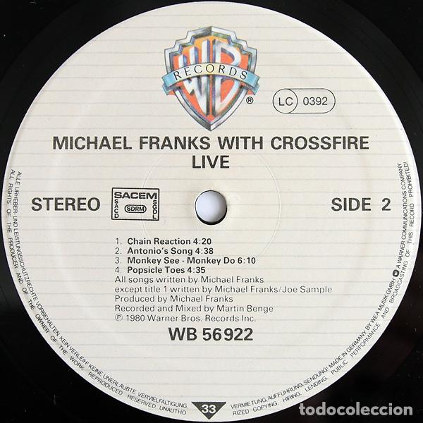 Discos de vinilo: Michael Franks, Crossfire, Live - LP - Foto 4