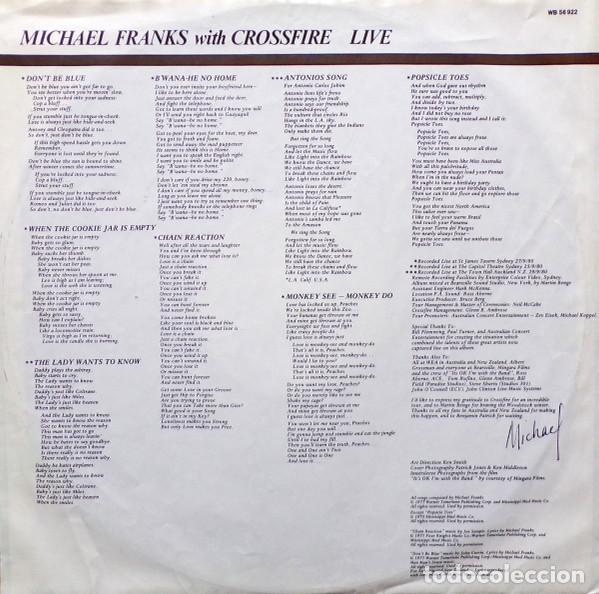 Discos de vinilo: Michael Franks, Crossfire, Live - LP - Foto 6