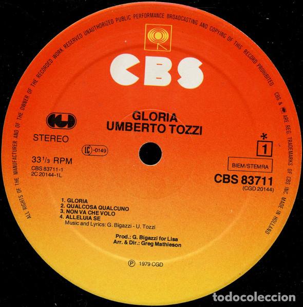 Discos de vinilo: Umberto Tozzi, Gloria - LP - Foto 3