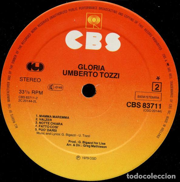 Discos de vinilo: Umberto Tozzi, Gloria - LP - Foto 4