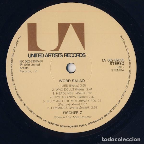 Discos de vinilo: Fischer-Z, Word Salad - LP - Foto 4