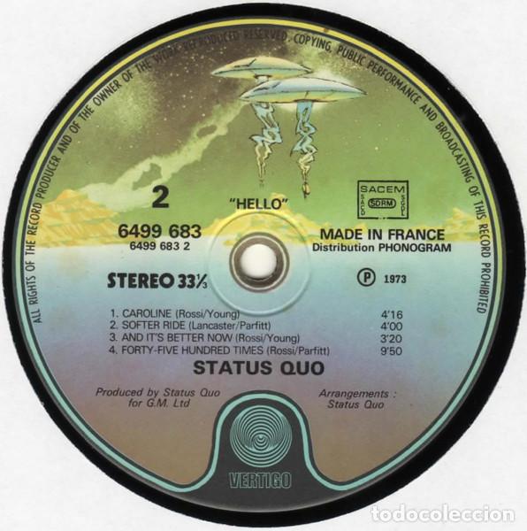 Discos de vinilo: Status Quo, Hello! - LP - Foto 4
