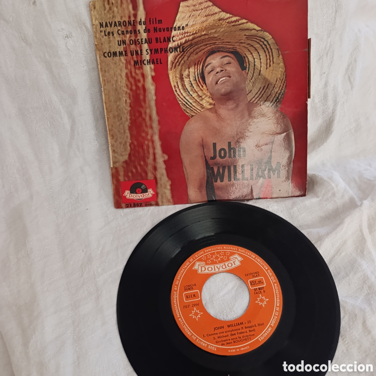 Discos de vinilo: Vinilo Single 7&rdquo; John William &ndash; Navarone / Un Oiseau Blanc (Con Leng&uuml;eta)