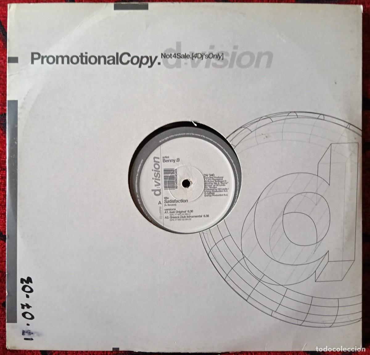 Discos de vinilo: BENNY B ** Satisfaction ** MAXI SINGLE VINILO PROMOCIONAL ITALIA 2002