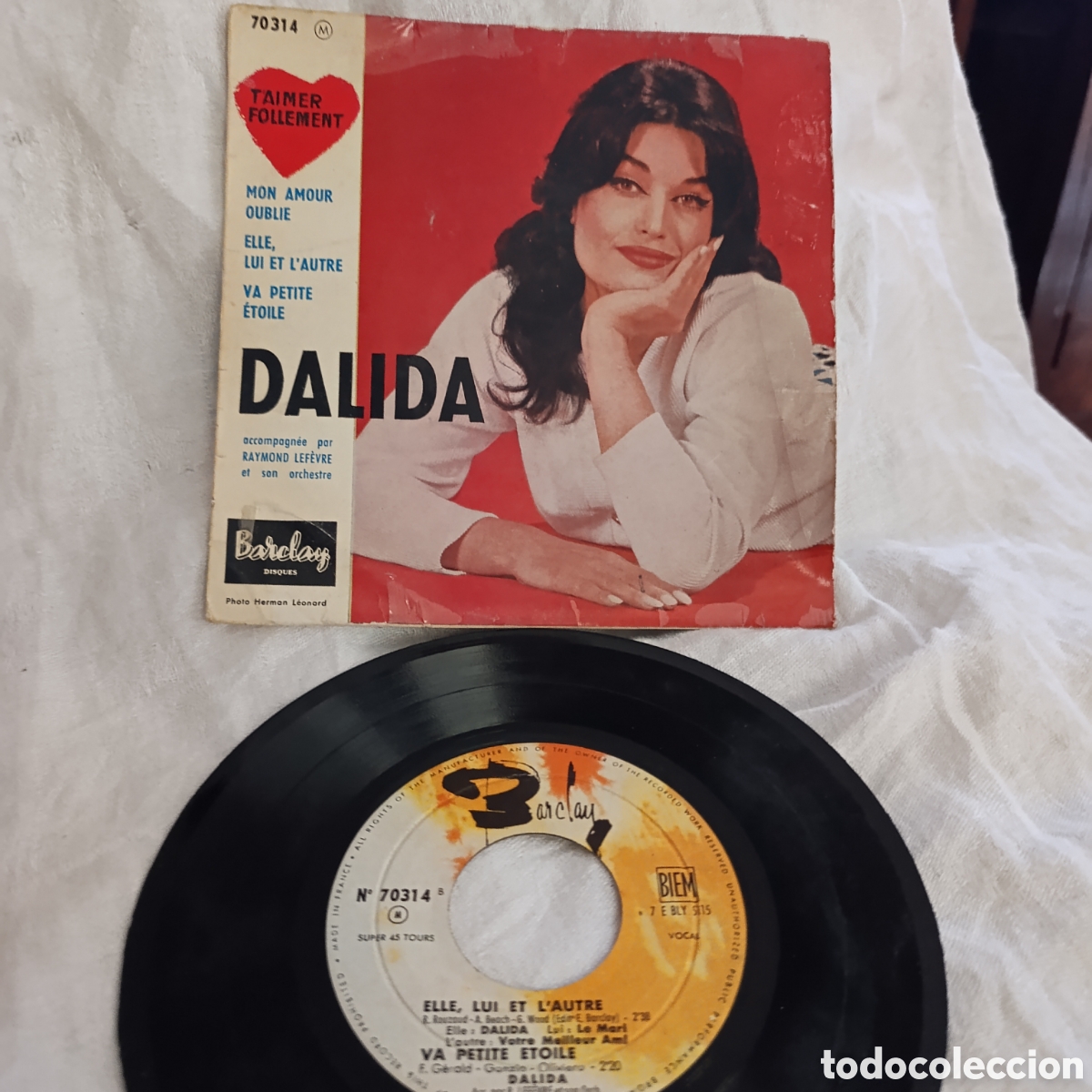 Discos de vinilo: Disco Vinilo EP 7&rdquo; Dalida - T'aimer Follement (Barclay, 1960) Original Francia
