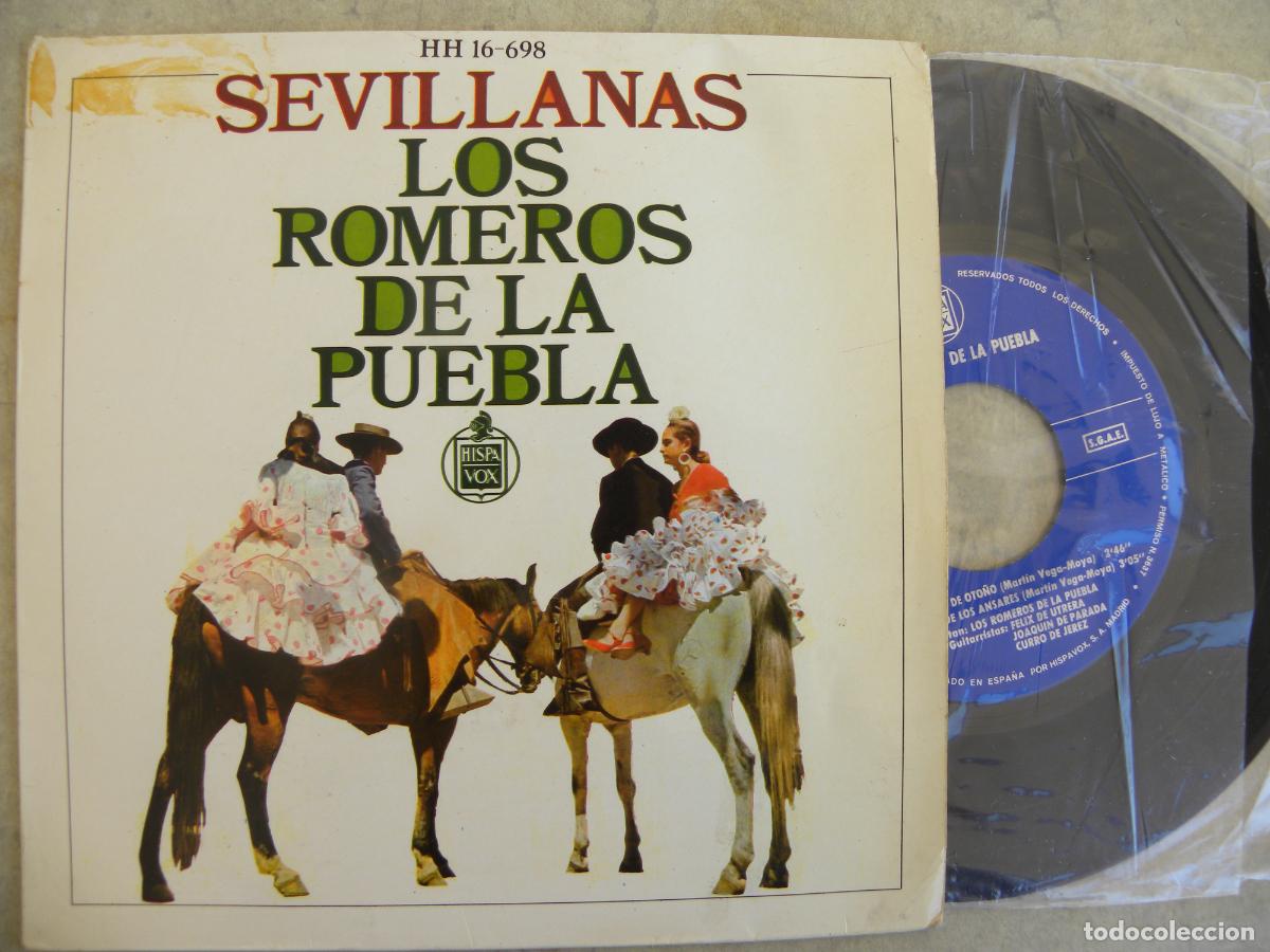 Discos de vinilo: LOS ROMEROS DE LA PUEBLA -SEVILLANAS -EP -BUEN ESTADO