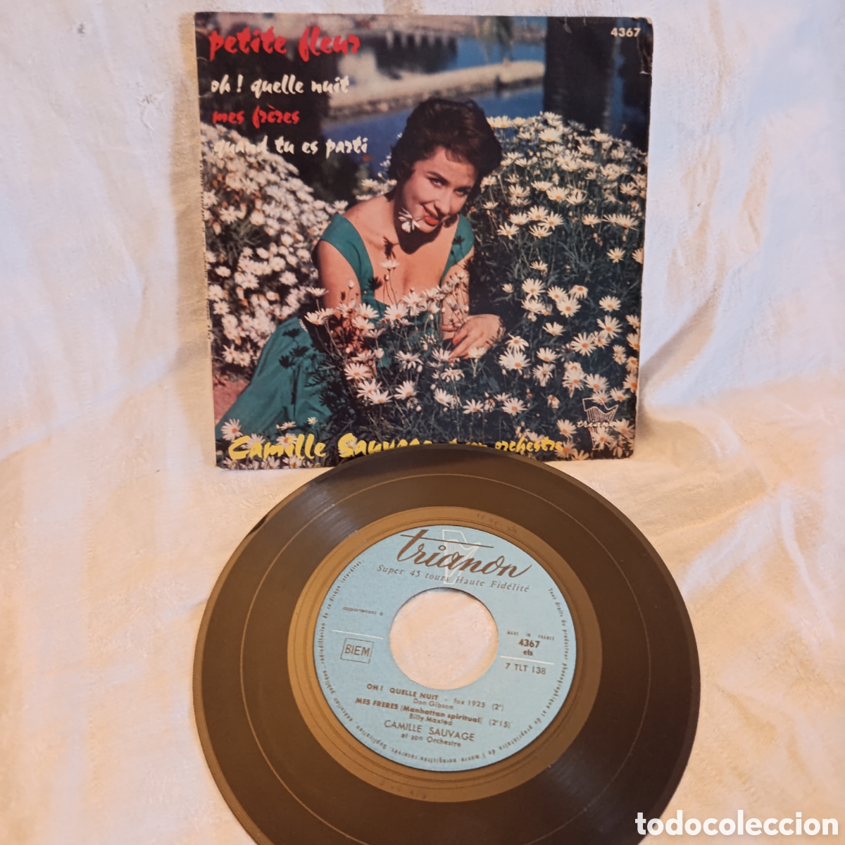 Discos de vinilo: Camille Sauvage - Petite Fleur EP 7&rdquo; 45 RPM (Trianon 4367) Francia - Con Leng&uuml;eta Lateral Original