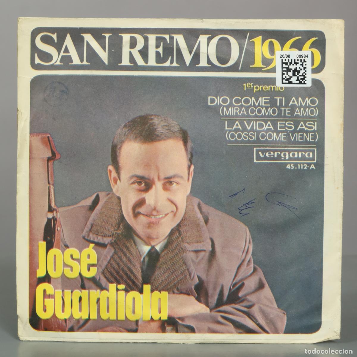 Discos de vinilo: SINGLE. Jose Guardiola &ndash; San Remo / 1966 - Foto 2