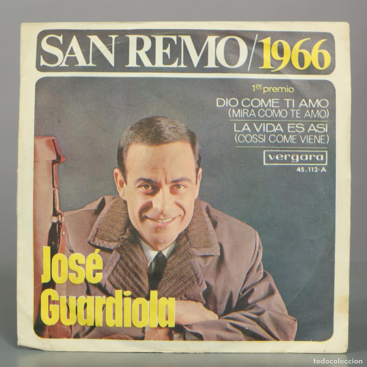 Discos de vinilo: SINGLE. Jose Guardiola &ndash; San Remo / 1966