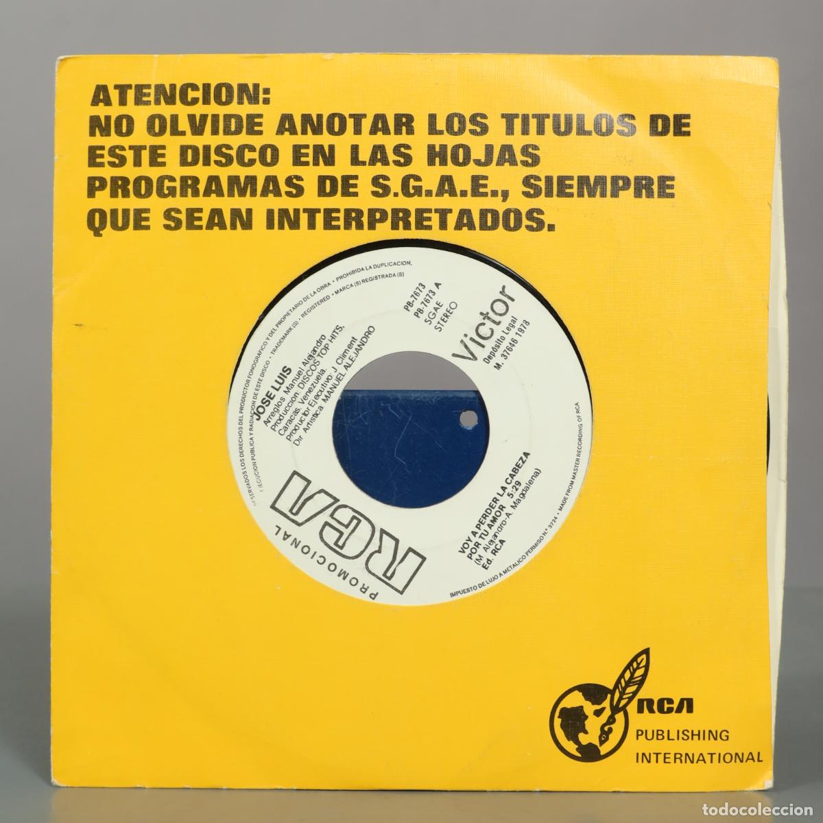 Discos de vinilo: SINGLE. Voy a perder la cabeza por tu amor - Jos&eacute; Luis Rodr&iacute;guez -
