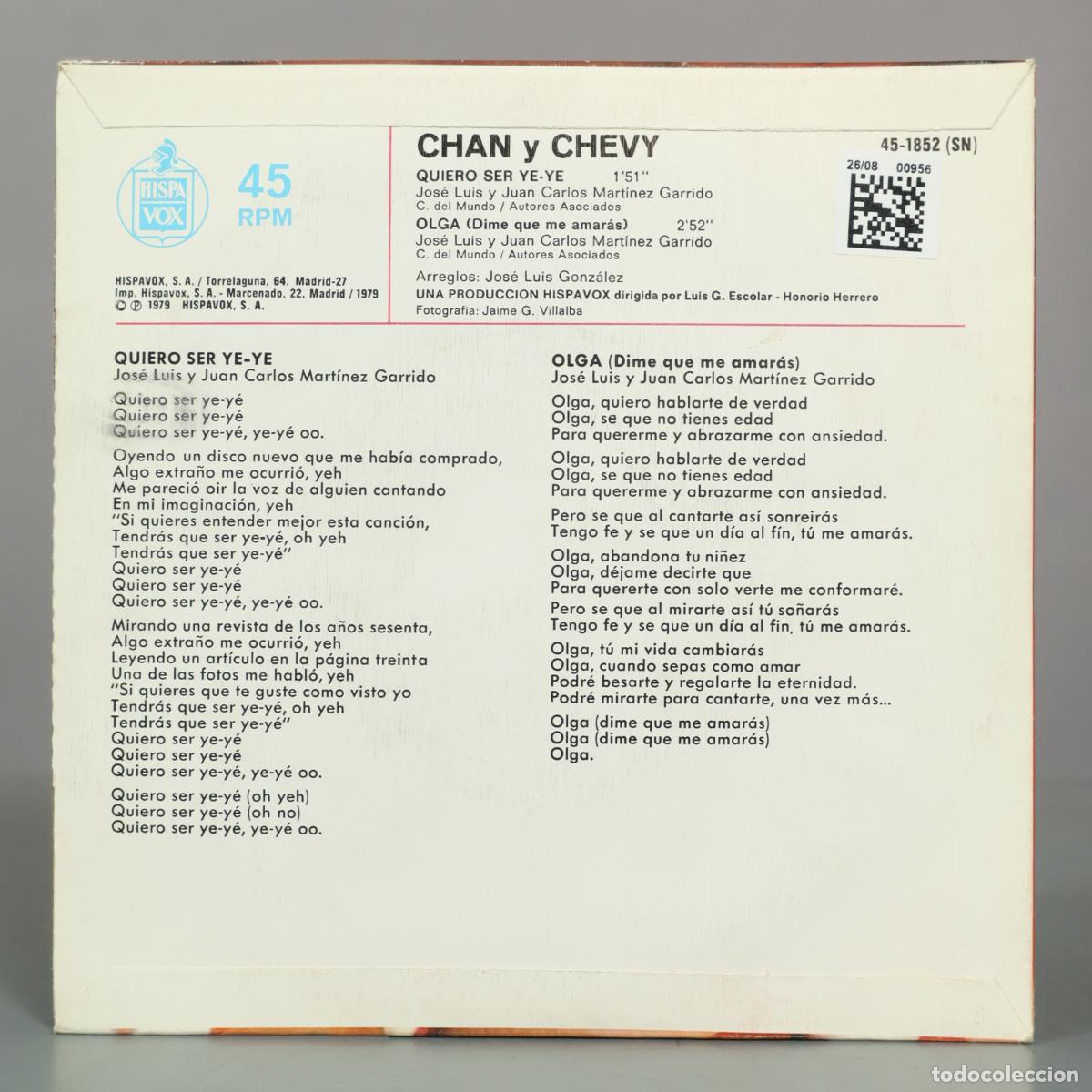 Discos de vinilo: SINGLE. Quiero ser ye ye - Chan y Chevy - Foto 2