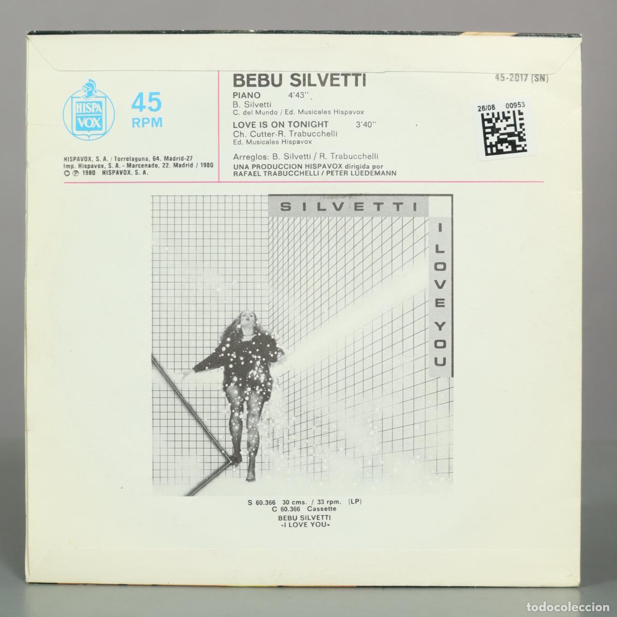 Discos de vinilo: SINGLE. Piano - Bebu Silvetti - Foto 2