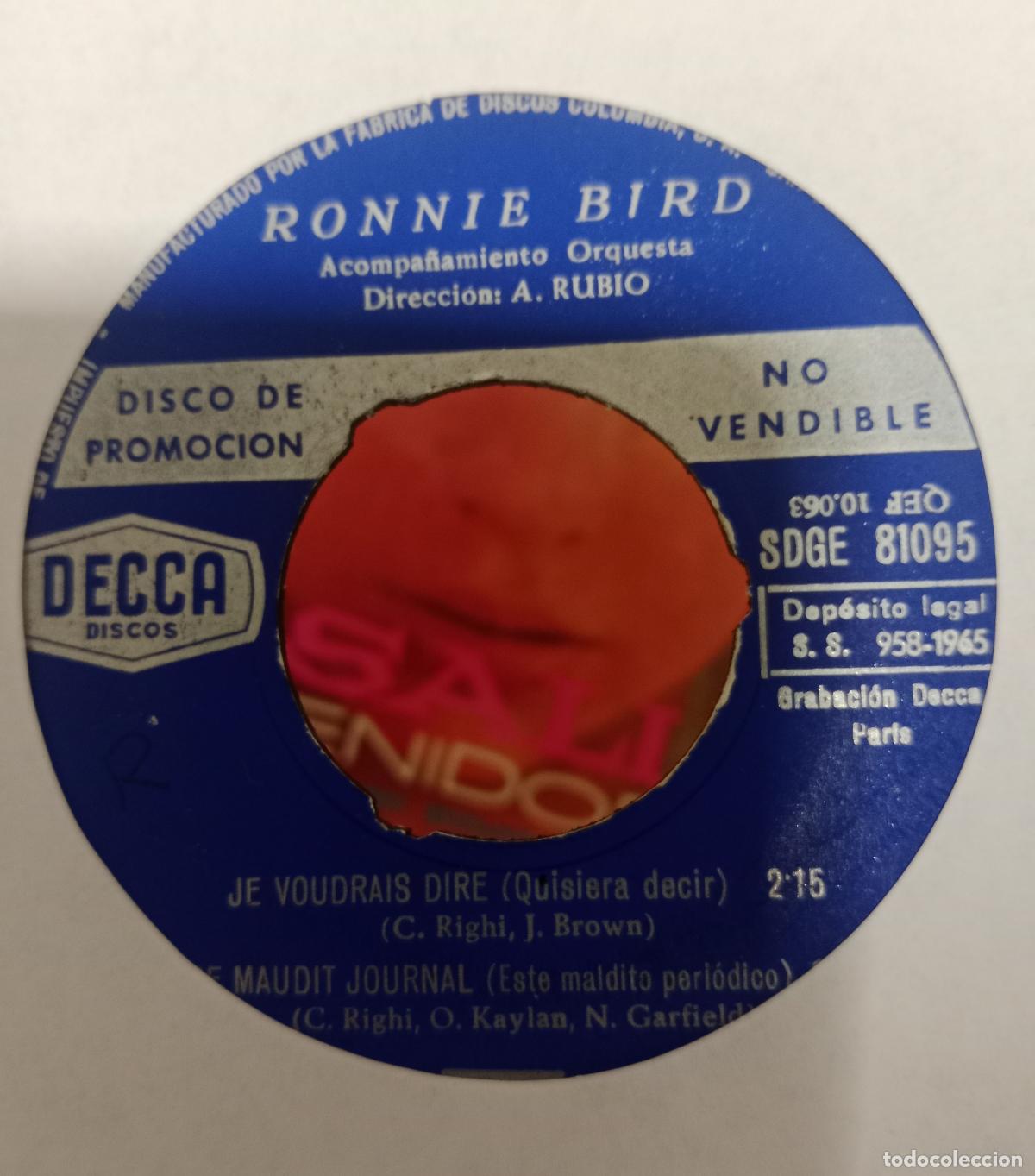 Discos de vinilo: Ronnie Bird &ndash; Ou Va-T-Elle Espa&ntilde;a 1965 PROMOCIONAL!