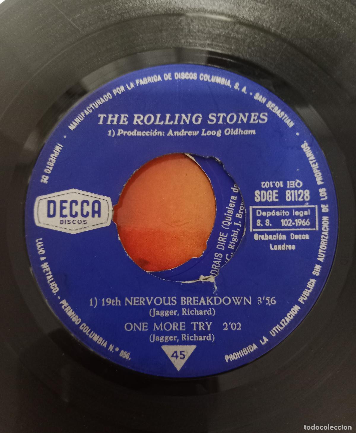 Discos de vinilo: The Rolling Stones &ndash; 19th Nervous Breakdown / One More Try / Mercy Mercy / As Tears Go By 1966 Espa&ntilde;